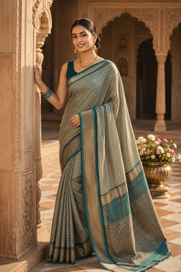 Maheshwari saree on model