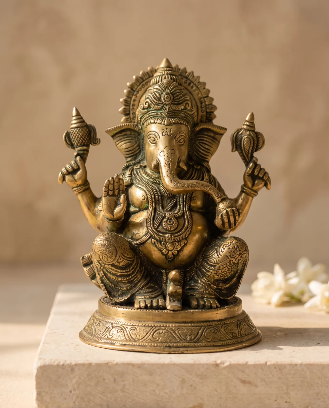 Ganesha Idol - Antique Brass