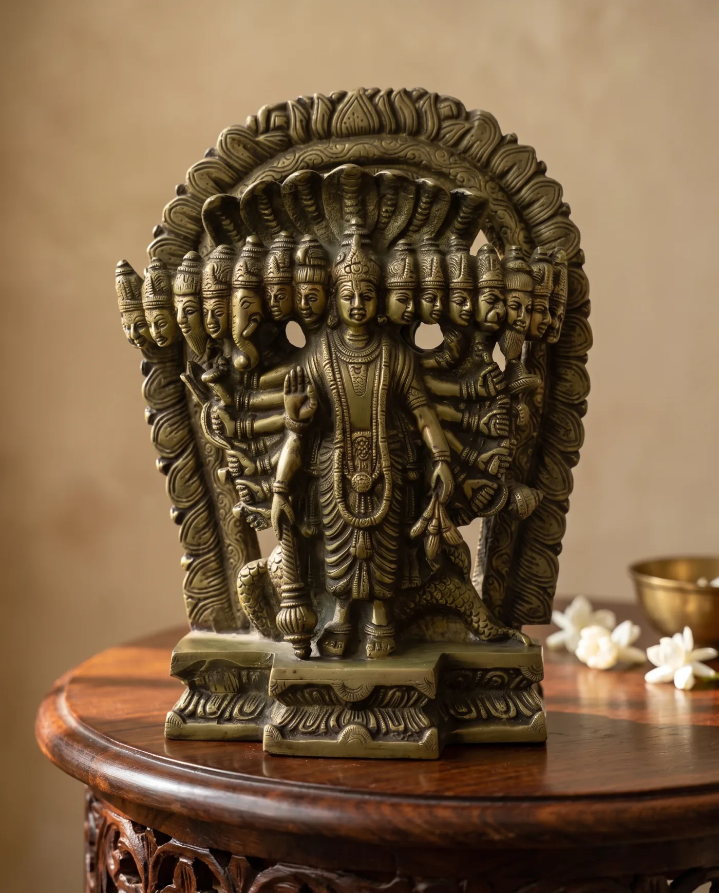 Vishwaroop Vishnu Idol - Bronze Patina