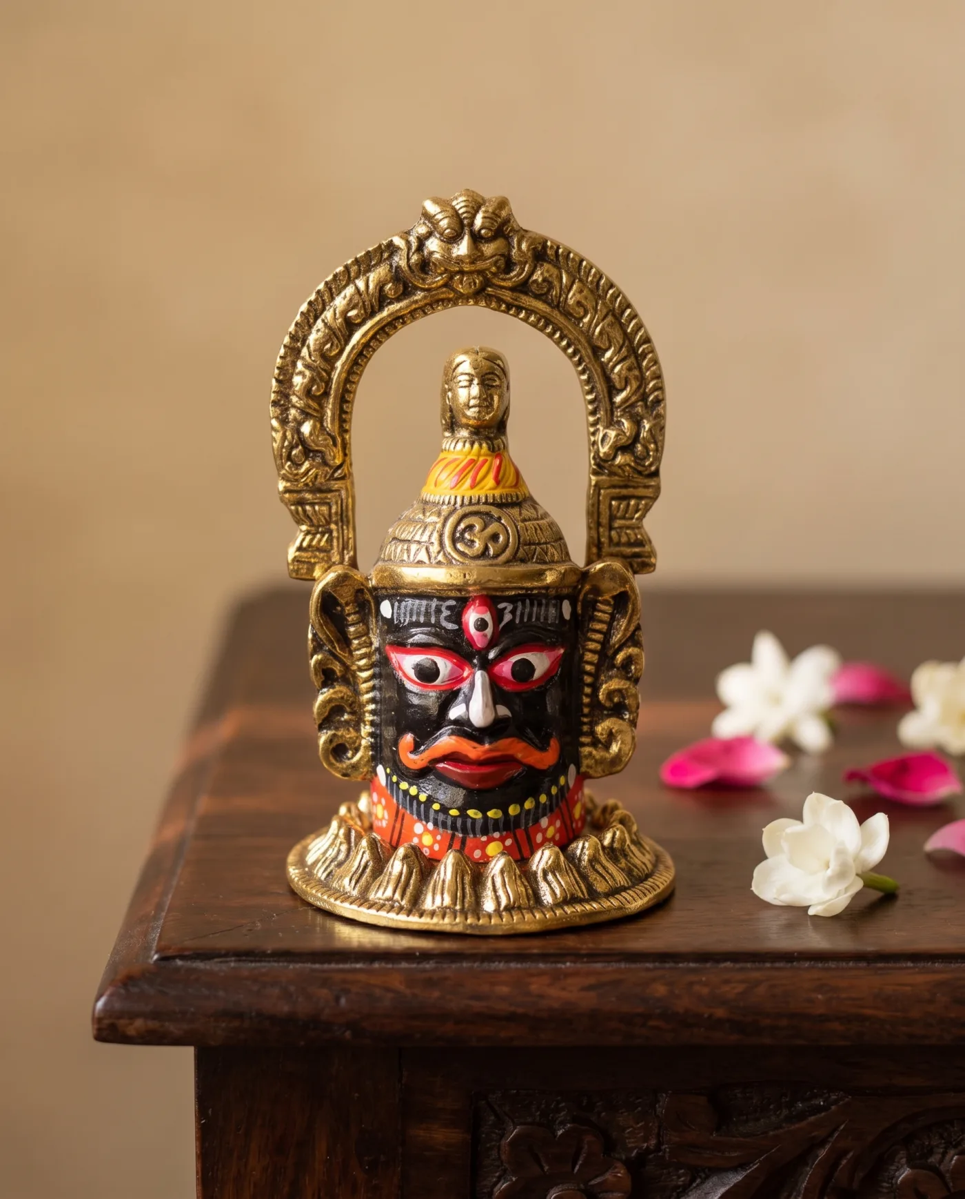 Mahakal Idol - Antique Gold Embossed