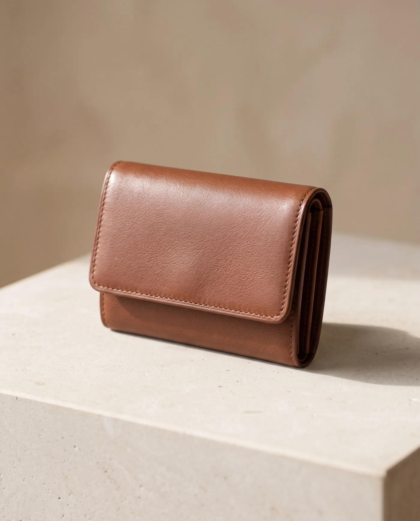 Wallet - Compact Brown Leather Trifold