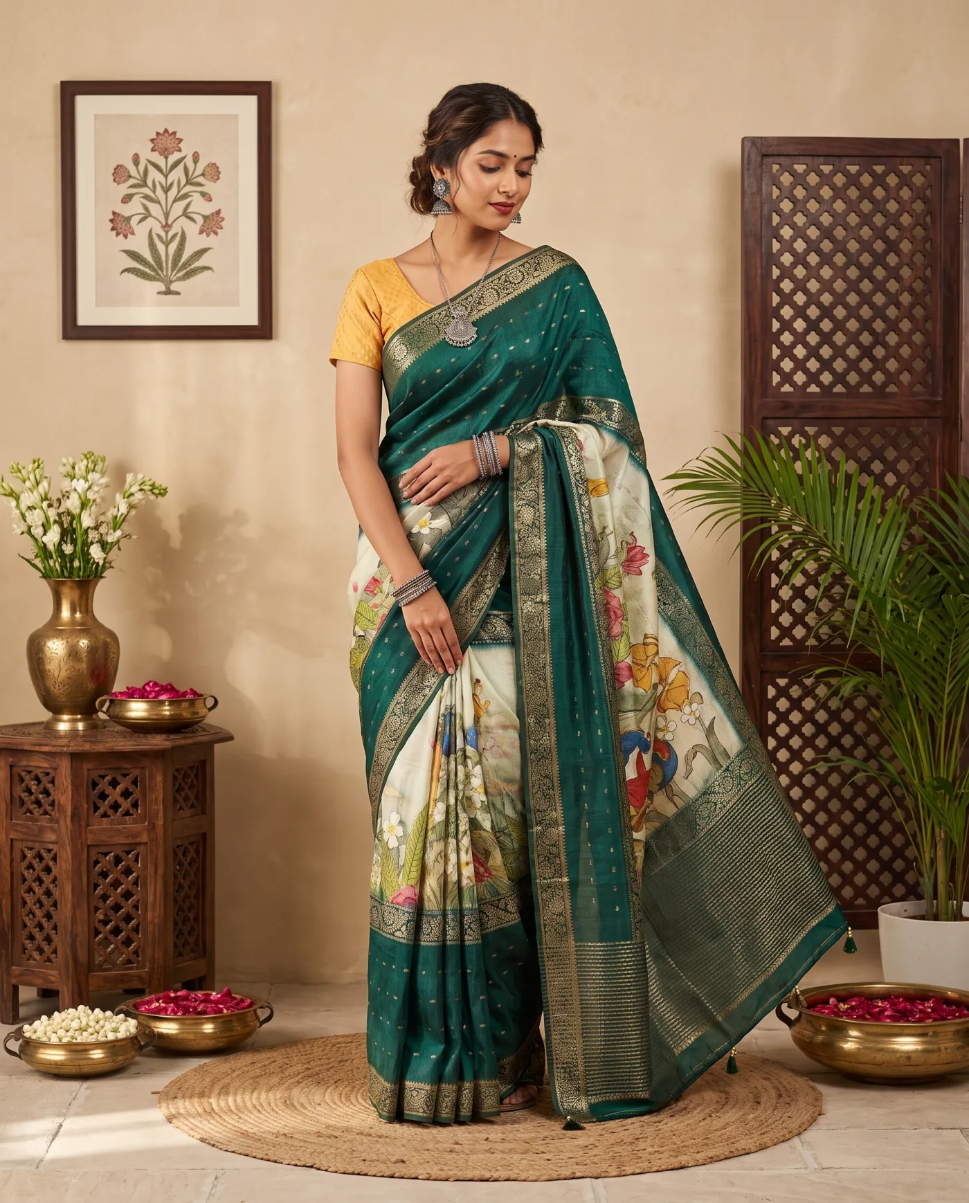 Banarasi - Teal Gold Zari